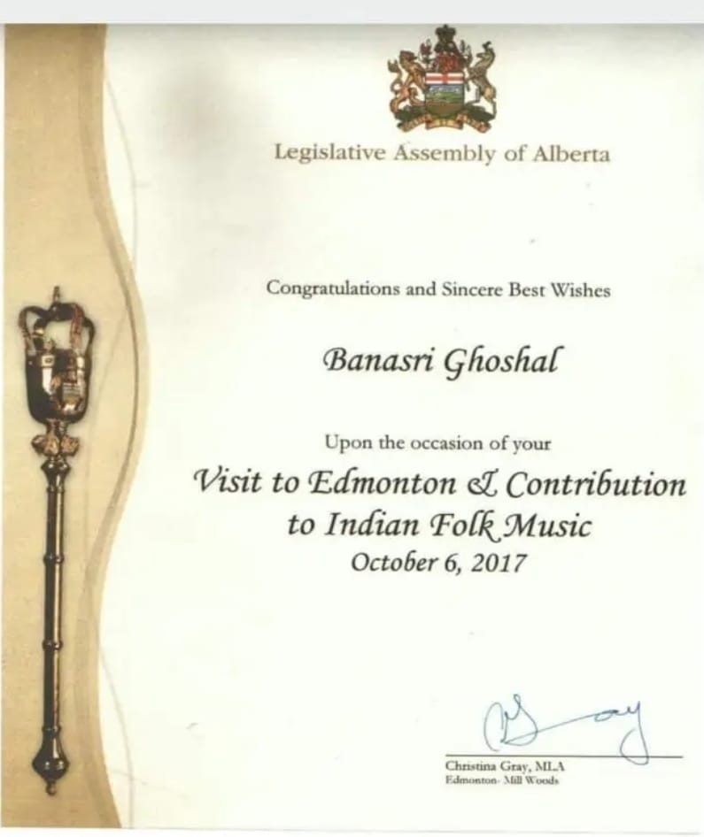 Recognition for Contribution to Indian Folk Music